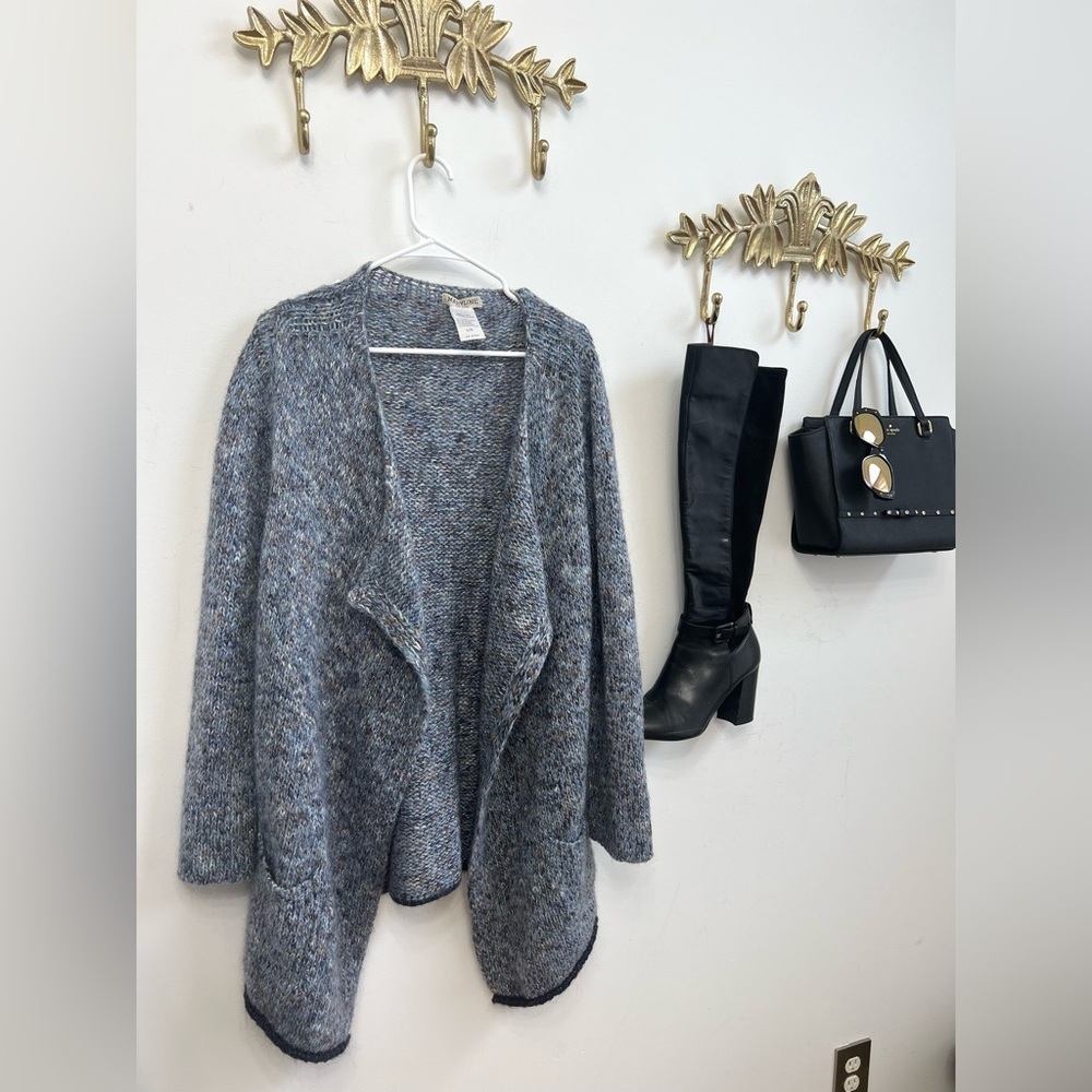 🐑WOOL blend Made in 🇮🇹Maryline wool blend waterfall cardigan sweater L/Xl - Picture 6 of 7